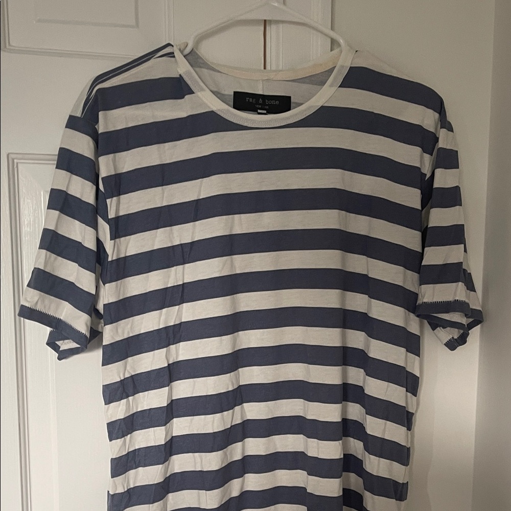 rag & bone Navy and White Striped Tee
